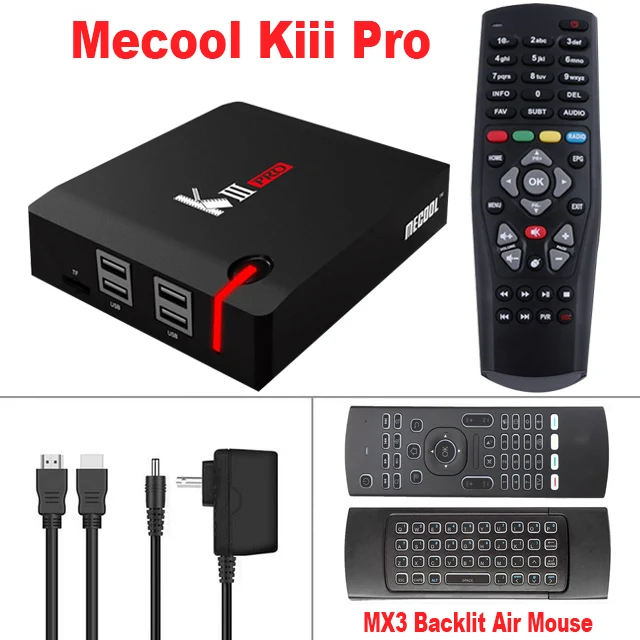 Add Mx3 Backlit MECOOL KIII PRO DVB-S2 T2 DVB приемник Amlogic S912 Восьмиядерный 64 бит Android 7,1 ТВ приставка 3 Гб 16 Гб 4 к комбинированная DVB гибридная приставка - Цвет: Add Mx3 Backlit