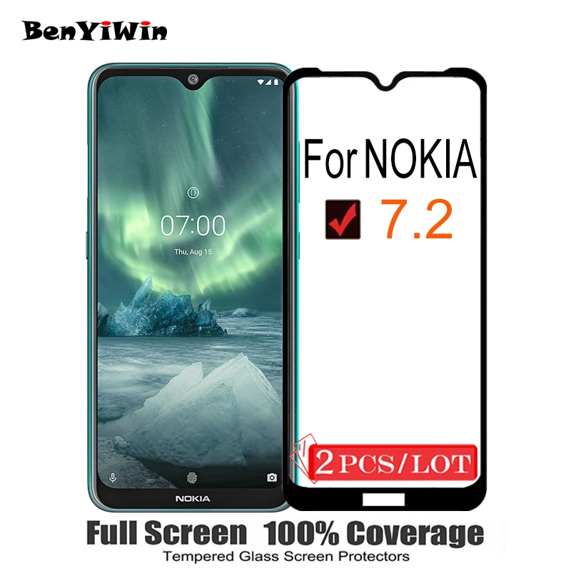 2 шт. Оригинальное полное покрытие защита экрана закаленное стекло для Nokia 7 от