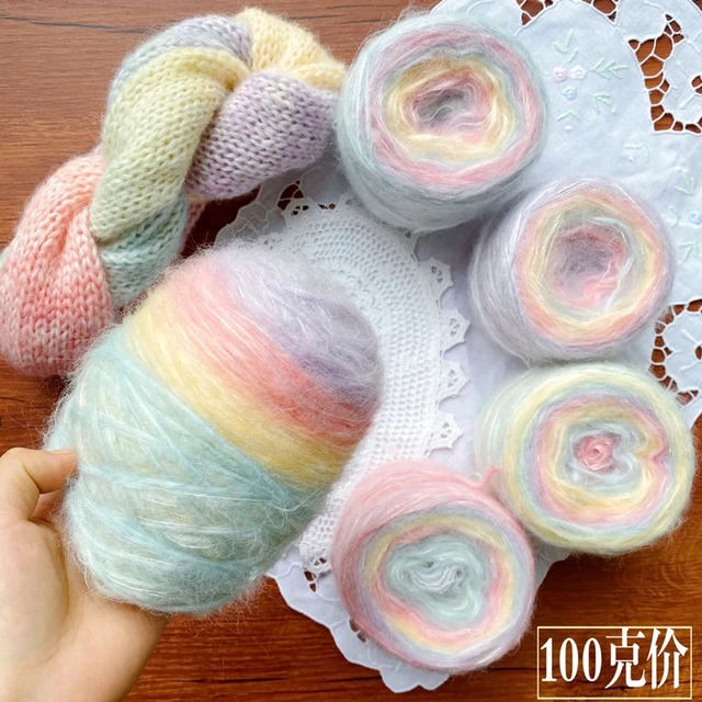 100g /Ball Segment Dyed Yarn Soft Mohair Yarn Hand Knitting Plush