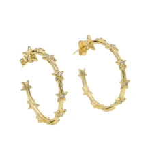 Нежные романтические белые 26 мм серьги-гвоздики Астра с крошечными инкрустированный цирконами Золотая цветная Серьга для женщин блестящие серьги