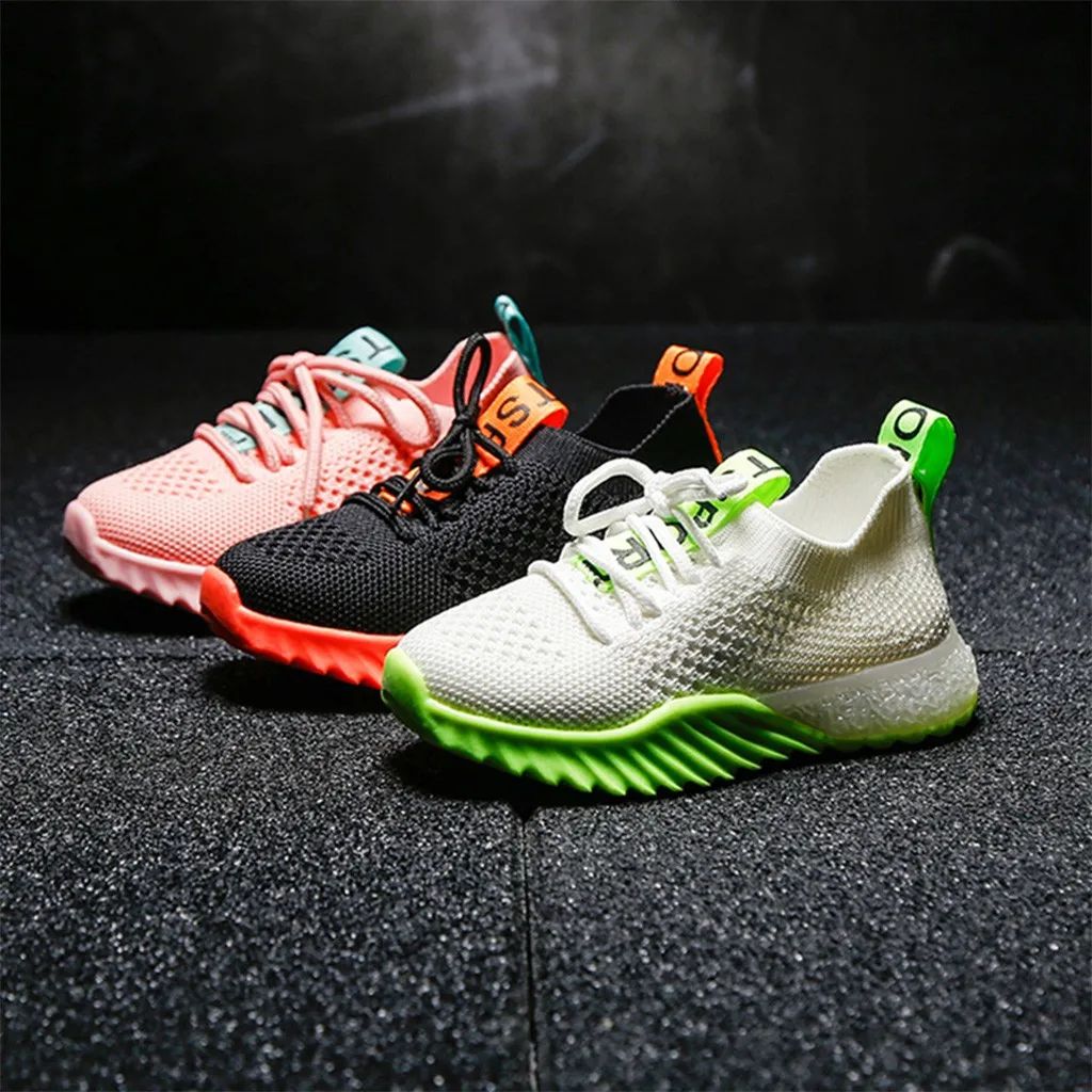 Children Kids Baby Girls Boys Letter Mesh Led Luminous Sport Run Sneakers Shoes Soft-soled Sneakers Comfort#G1