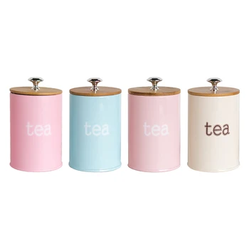 

Metal Cute Food Storage Bottle Bamboo Cover Sealed Grains Nuts TEA Coffee Milk Powder Candy Cans Kitchen Sorting Box Container