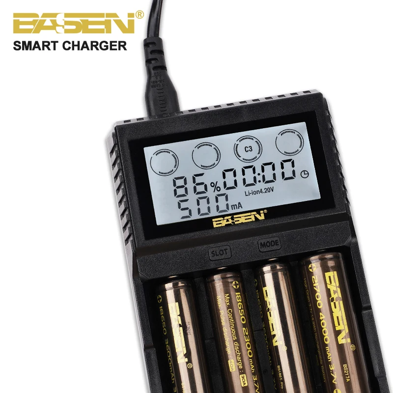 

BASEN BL4 LCD Battery Charger for 18650 26650 21700 32700 3.7V/3.2V/1.2V AA AAA NiMH Battery 18650 Lithium Battery Charger