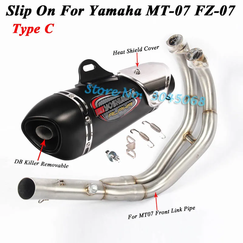 Полная система мотоцикла Yoshimura выхлопная труба Escape для Yamaha MT-07 FZ-07 MT07 Модифицированная Передняя труба глушителя дБ глушитель - Цвет: Type C