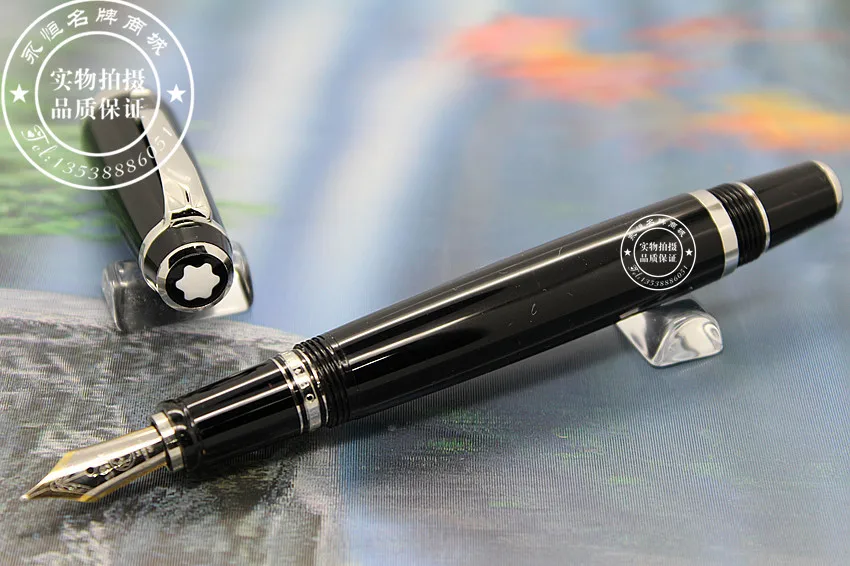

Wakaka mon Bohemia Series silver clip black stone Blanc ink fountain pen