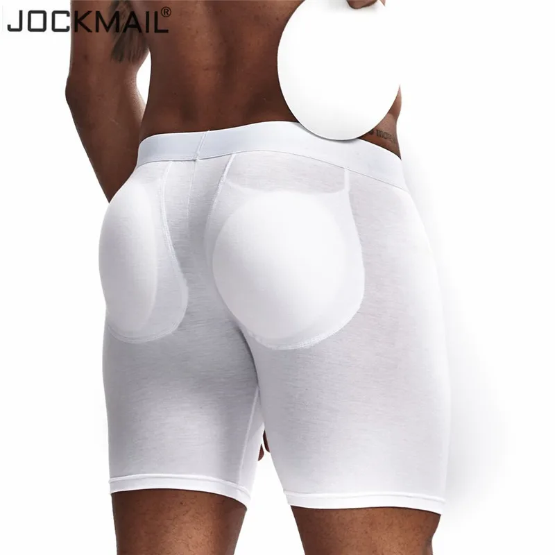 Jockmail, Длинные боксеры, мужское нижнее белье, мужское нижнее белье, для увеличения попа, с подкладкой, для багажника, съемная подкладка, для подъема попа и увеличения, посылка, белая