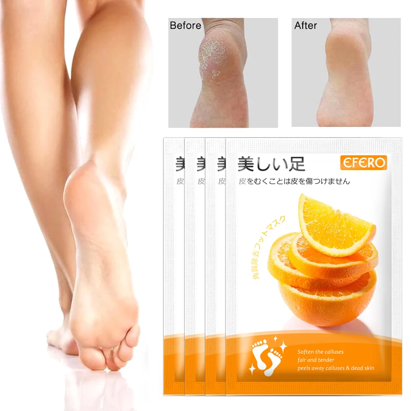 

7Pair Foot Peel Mask Remove Dead Skin Care Smooth Orange Exfoliating Foot Mask for Legs Spa Socks for Pedicure Socks Feet Mask