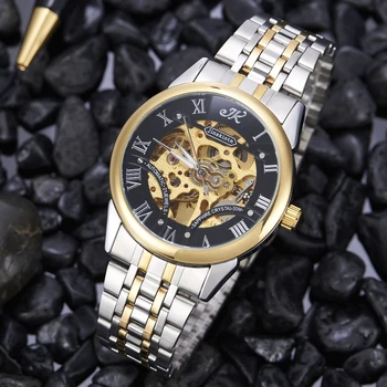 

MENS AUTOMATIC MECHANICAL WATCH HOLLOW GOLD WATCH TOP BRAND LUXURY VINTAGE MEN WATCH WATERPROOF SKELETON WRISTWATCH MONTRE HOMME