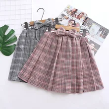 Японский Новинка осени Для женщин клетчатая юбка с высокой талией и бантом Kawaii молодая девушка, студентка в стиле «Mori Girl плиссированная юбка в стиле преппи 2 цвета