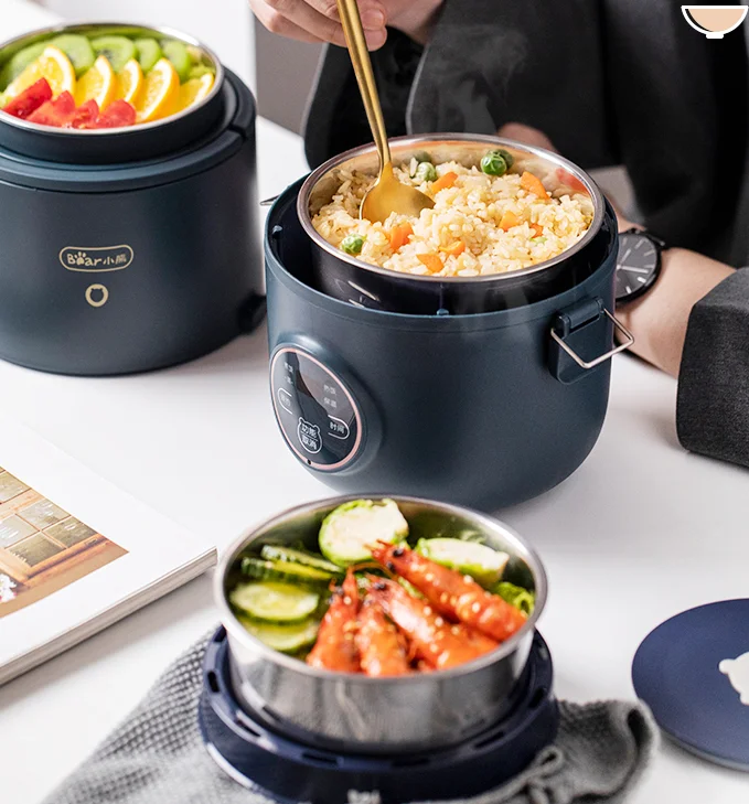 Plug in the new three-layer heating office workers with rice magic device electric heating lunch box J03