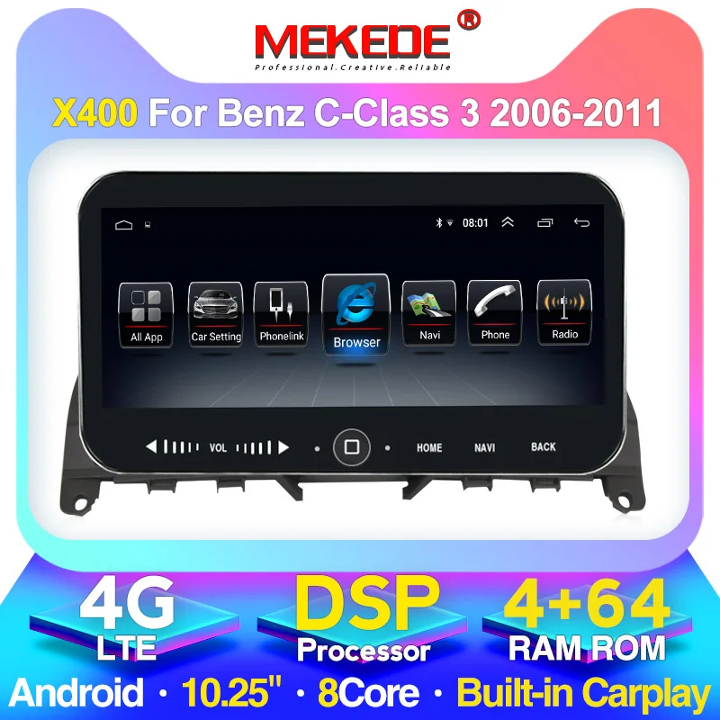 MEKEDE Android Systerm Multimedia GPS Navigation Car Radio Auto Stereo Headunit for Mercedes Benz C Class 3 W204 S204 2006-2011 |