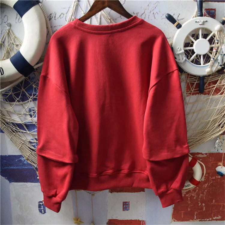 Японский Каваи сладкий женский свитер милый мультфильм печатных лучший друг пуловер для девочек подростков дамы печенья Графический Красный толстовки