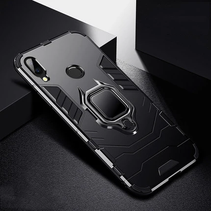 Shockproof Armor Case For Xiaomi Redmi Note 7 With Car Holder Soft TPU+PC Back Cover For Xiaomi Redmi Note 5 Pro Funda On Redmi7 - Цвет: Black