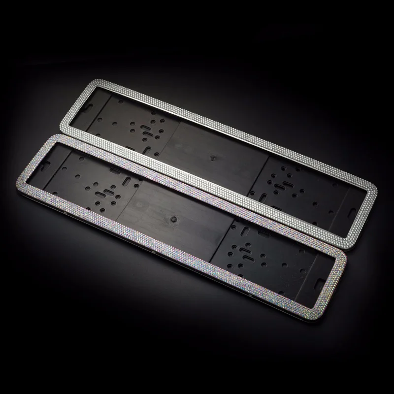 

Bling Crystal Stainless Steel License Plate Frame Fits All EU Standards Russian Handmade Rhinestone Car License Plates Women