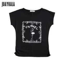JUAYKALA Летняя женская футболка с коротким рукавом, модная футболка летучая мышь с круглым вырезом, свободная хлопковая Футболка большого