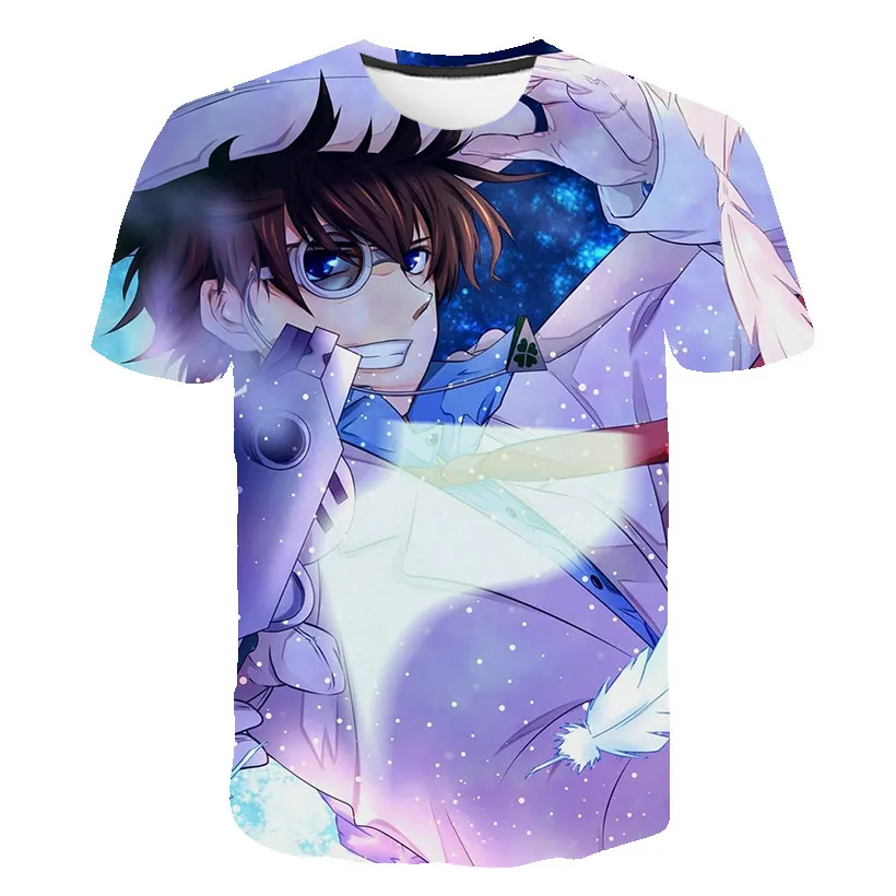 2020 Новая Летняя мужская футболка с аниме надписью detective Conan свободный детский топ