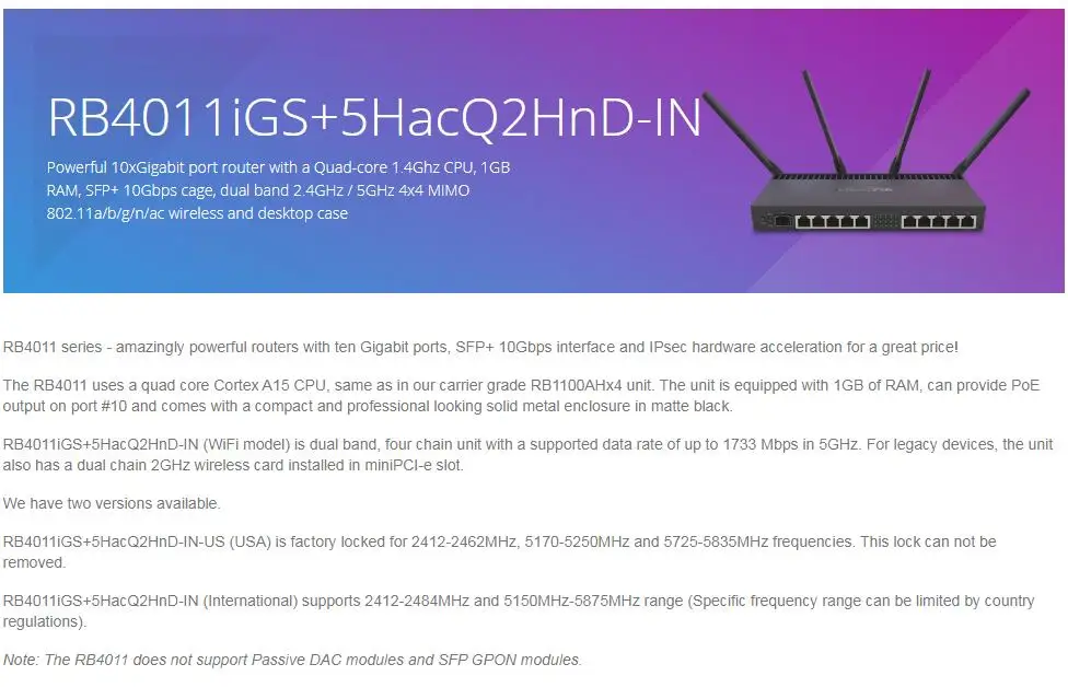 MikroTik RB4011iGS+ 5HacQ2HnD-IN(Ро) мощный 10xGigabit SFP+ 10 Гбит/с, dual band 802.11a/b/g/n/ac, беспроводная и настольный чехол