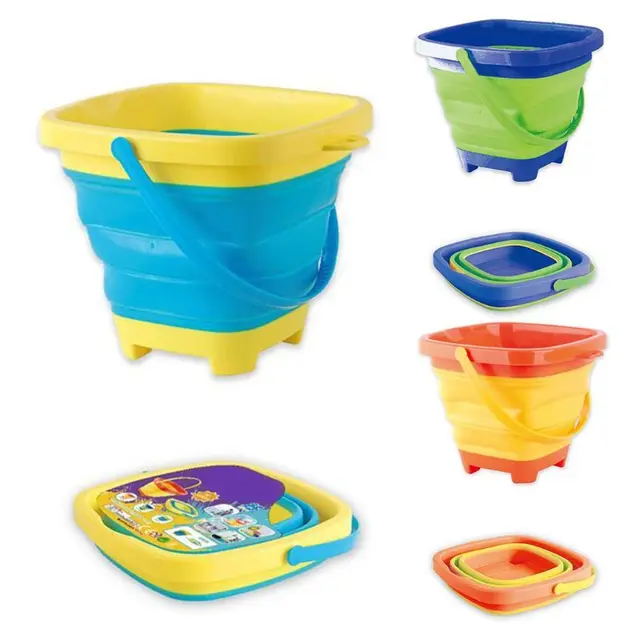Portable Beach Bucket Sand Toy Foldable Collapsible Multi Purpose Plastic Pail 1