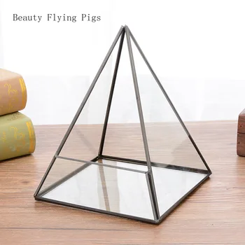 

Direct sales new geometric polyhedron glass flower room pyramid large succulent geometry glass flower room jewelry storage