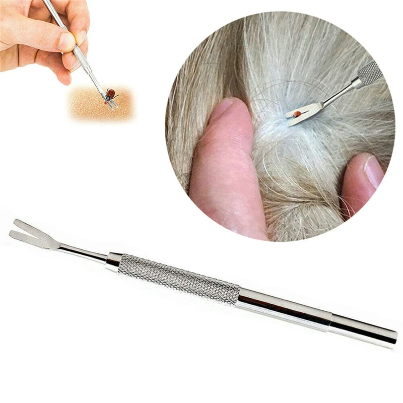 Pinzas para eliminar ácaros de mascotas, juego de tenedores de acero inoxidable, pinzas para eliminar pulgas, tratamiento de pulgas no tóxica para gatos y perros