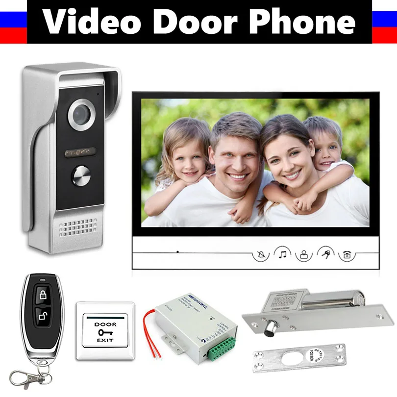 With Drop Bolt Lock " экран видео домофон система видео дверной звонок комплекты пульт дистанционного управления+ выход двери+ Электрический дверной замок управления - Цвет: With Drop Bolt Lock