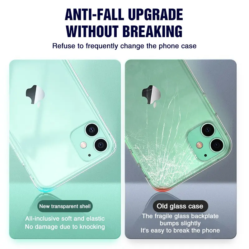 Shockproof Case For Apple iPhone 12 11 Pro MAX 12 mini 7 8 6 6S Plus X XR XS MAX 5S SE 2020 Transparent Silicone Soft Back Cover