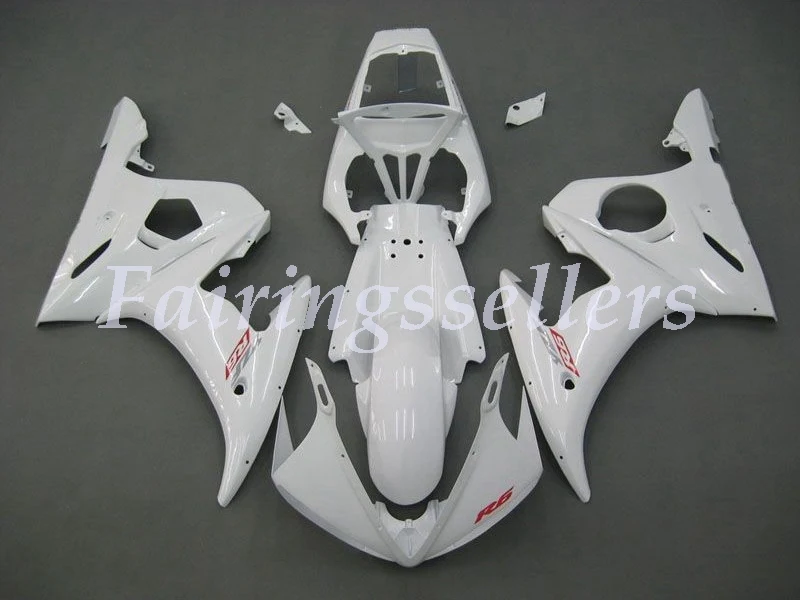 Новые ABS Пластиковые обтекатели подходят для Yamaha Обтекатели YZFR6 2003 2004 2005 обтекатель кузова YZF R6 03 04 05 на заказ желтый белый черный - Цвет: White