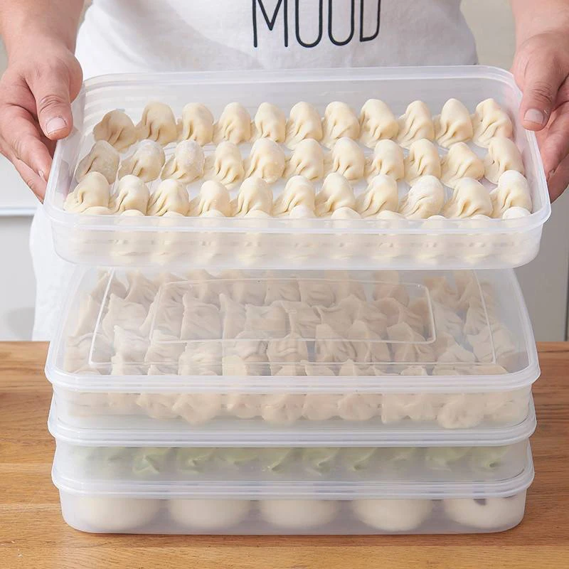 

Household Food Grade Refrigerator Storage Box Large-capacity Quick-frozen Dumpling Box With Lid Multi-layer Tray