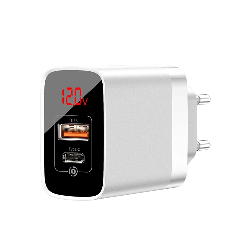 EU white A C Baseus цифровой дисплей Быстрая зарядка 3,0 USB зарядное устройство PD 3,0 Мобильный телефон быстрое зарядное устройство для iPhone быстрое зарядное устройство для samsung s10 - Тип штекера: EU white A C