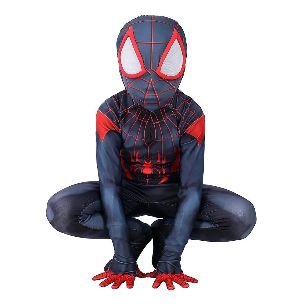 Для маленьких мальчиков с человеком-пауком в Spider-текстами и сюжетами из миль Моралес костюм зентай для косплея Детская футболка с рисунком Человека-паука и Боди Комбинезоны