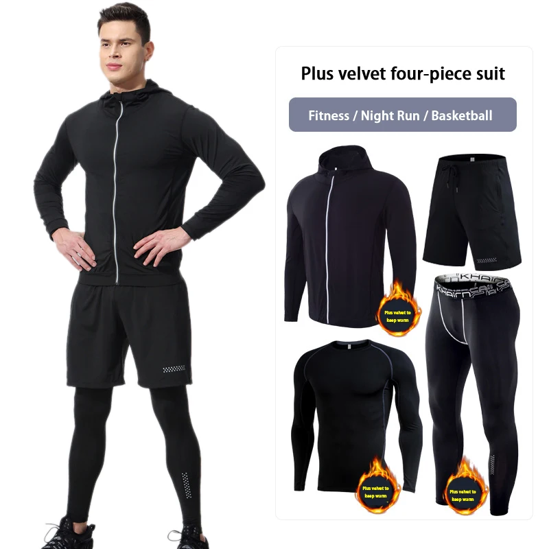 

New Men Sportswear Set Autumn Winter Men Gym Running Jogging Suits Quick Dry Fitness Training Tracksuit Compression Set