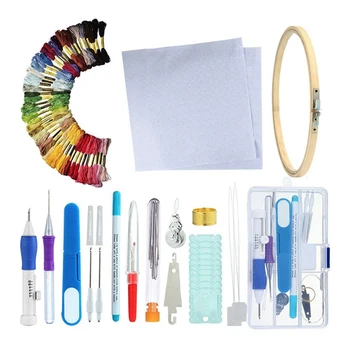 

DIY Magic Embroidery Stitching Punch Needle Tool Stitching Punch Pen with Case Sets DIY Craft Sewing Tool for Embroidery