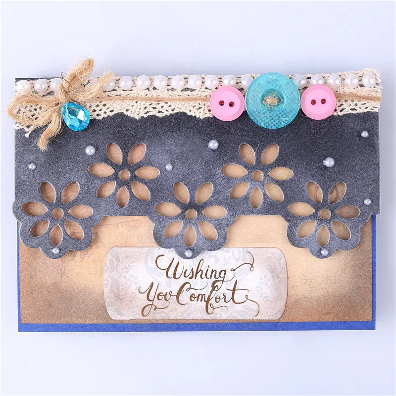  Naifumodo Flower Border Metal Cutting Dies Lace Invitation Scrapbooking Craft Dies Embossing Stenci - 4000511866333