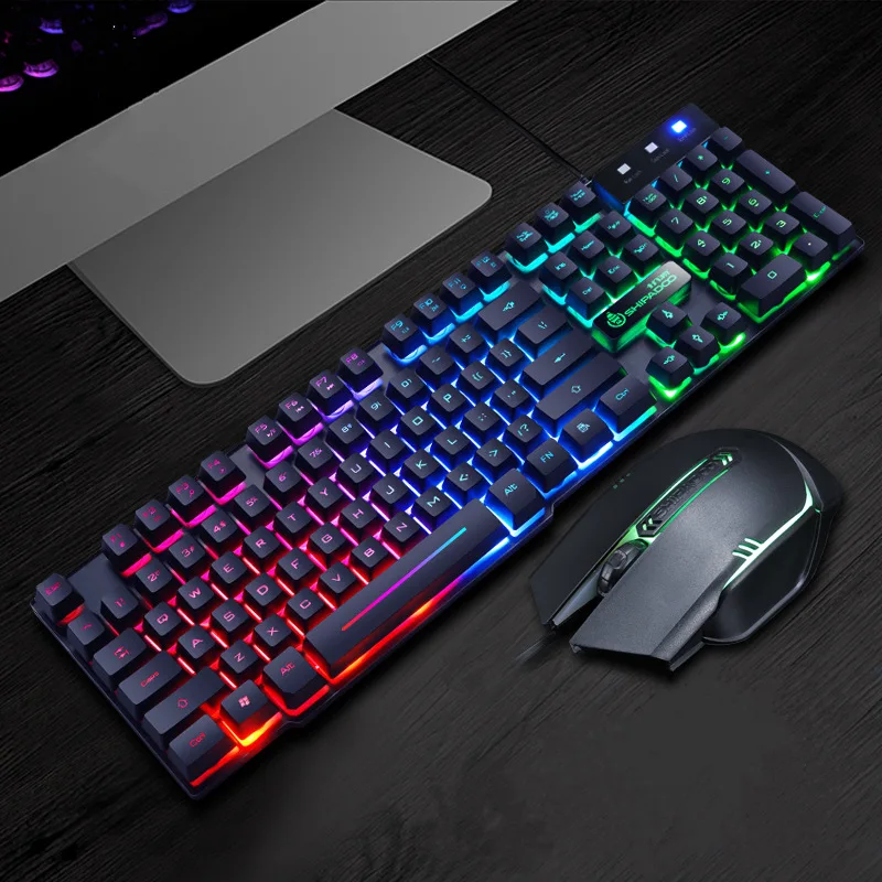 

Mechanical touch backlit waterproof photoelectric mouse and keyboard set for laptop and desktop computer