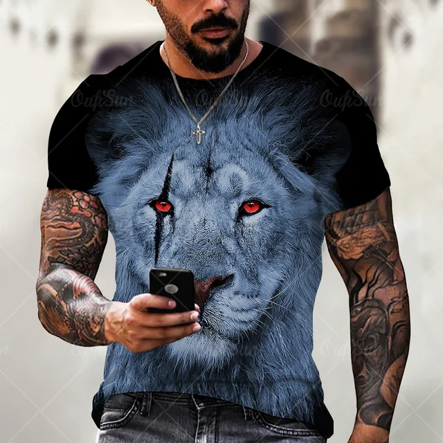 Fashion Trend 3D printing Tiger Men  T-Shirt Casual O-Neck Summer Selling Short Sleeve Oversized T-Shirt Comfortable StreetTops OFSM-00850