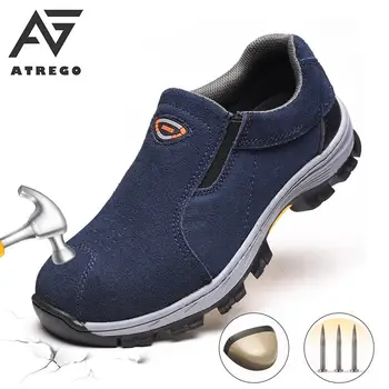

AtreGo Men's Casual Safety Shoes Steel Toe Slip Anti smashing Anti puncture Work Hiking Climbing Lightweight Breathable Shoes