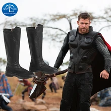 Manluyunxiao Thor Cosplay High Boots Marvel Superhero Thor Odinson Black Shoes Men Halloween Costume For Men Faux Leather