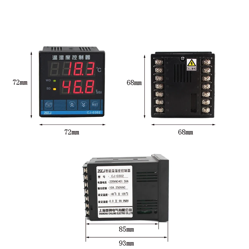 CJ-0302 контроллер температуры и влажности с силиконовым кабелем датчик металлический корпус Цифровой термометр гигрометр