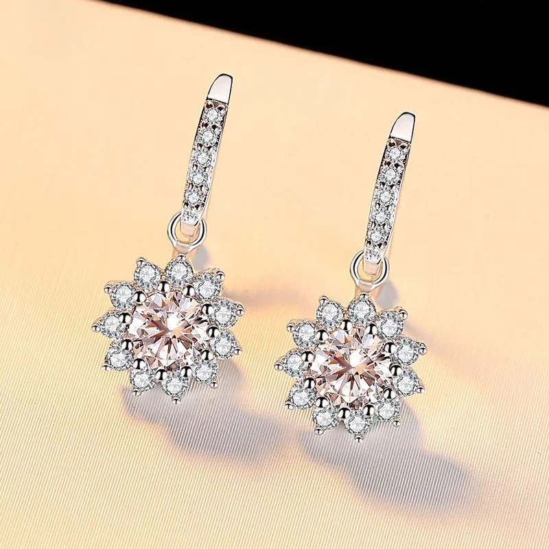 

Bride Jewelry Fashion Stud Earrings Shiny Cubic Zirconia 5mm Genuine 925 Sterling Silver Earrings Romantic Gift for Lover