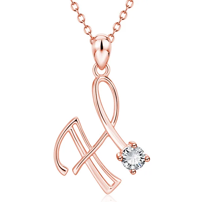 Trendy Zirconia Initial Letter Necklace Fashion A-z Alphabet Gold Pendant Necklace For Women Korean Jewelry - Окраска металла: H