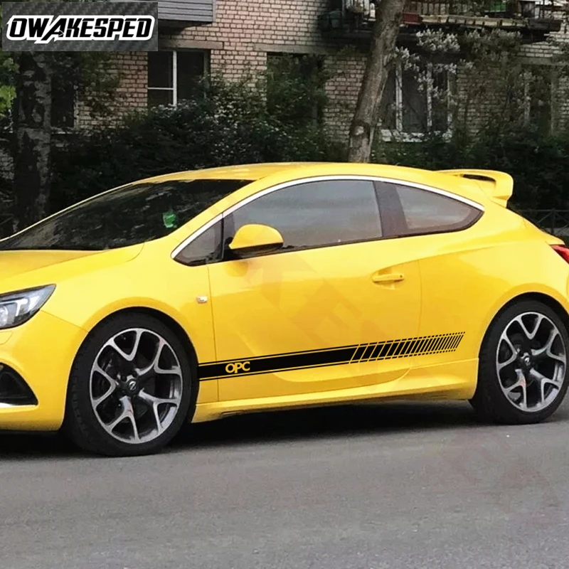 Racing Sport Stripes Car Door Side Skirt Sticker Auto Body Vinyl Decals For Opel OPC Exterior Accessories (5)