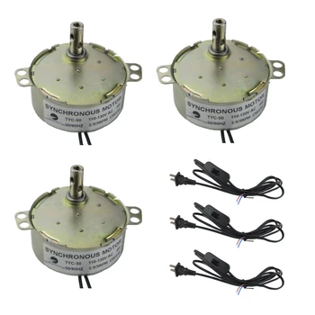 

CHANCS Electric TYC-50 110V/220V 2.5-3RPM Synchronous Motor With Lamp Cord 1.8m Length Power Cord Switch Plug Extension 3PCS