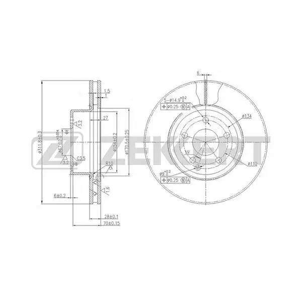 Диск торм. перед. MB S-Class(W220) 99 ZEKKERT bs-5610