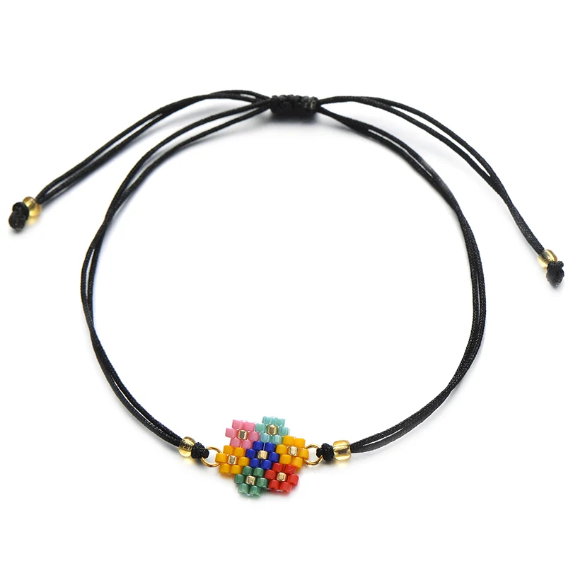 

Hand-knitted Multicolor Flower Charm Bracelets For Women Cute Rope Chain Jewelry Miyuki Bracelet Bestfriend Gift pulsera