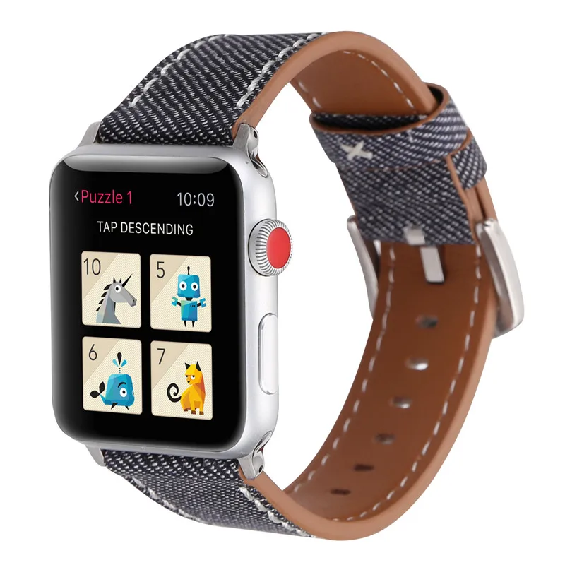 Джинсовые сменный ремешок для наручных часов Apple Watch 44/40 мм длина браслета спортивный браслет Повседневное браслеты для наручных часов iWatch