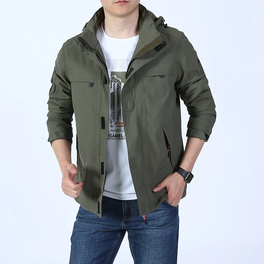 Army Green WWKK Новая мода Водонепроницаемый с капюшоном кожаная куртка пилот уличные ботинки из мягкой кожи на молнии в виде ракушки ветровка в стиле «хип-хоп» бомберы - Цвет: Army Green
