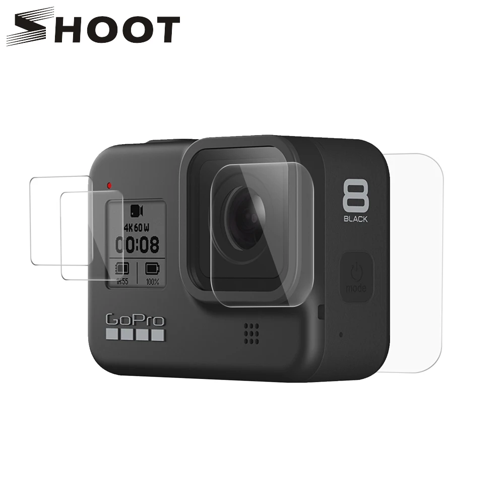 Защитное стекло SHOOT закаленное для камеры Gopro Hero 8 Blcak ЖК-экран защитная пленка GoPro