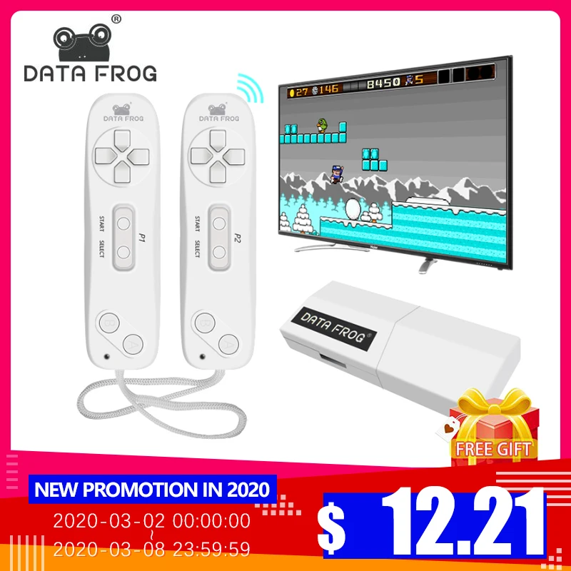 Data Frog USB Wireless Handheld TV Video Game Console Build In 620 Classic 8 Bit Game mini Console Dual Gamepad AV Output