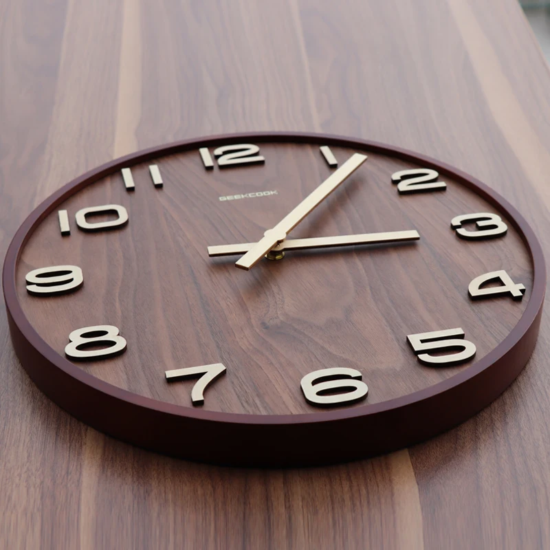 

New style wall clock living room silent clock Chinese style wooden clock simple household clock retro wall watch