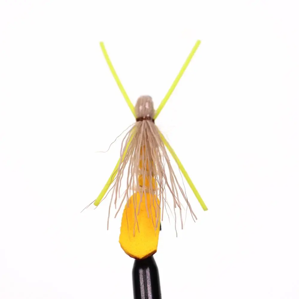 Wifreo 4 шт. желтый Хоппер Madam Dry Fly коричневый Радуга Cutthroat форель Fly Рыбалка свежая вода пена мухи размер#10